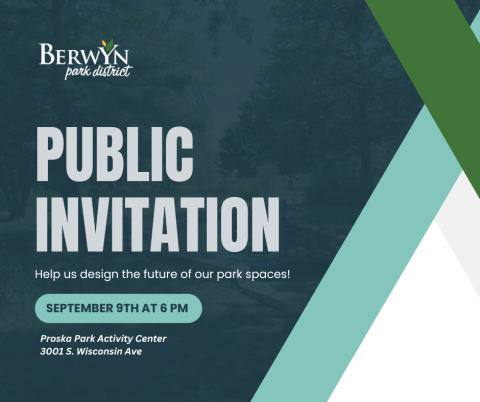 graphic that says public invitation. Help us design the future of our park spaces!